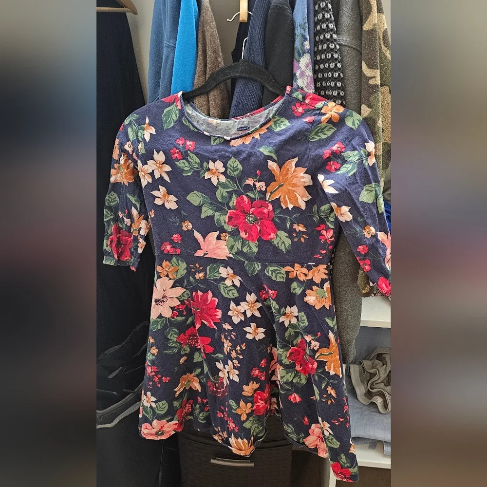 Old Navy Floral 3/4 Sleeve Dress - Girls Size.14 - Picture 2 of 3